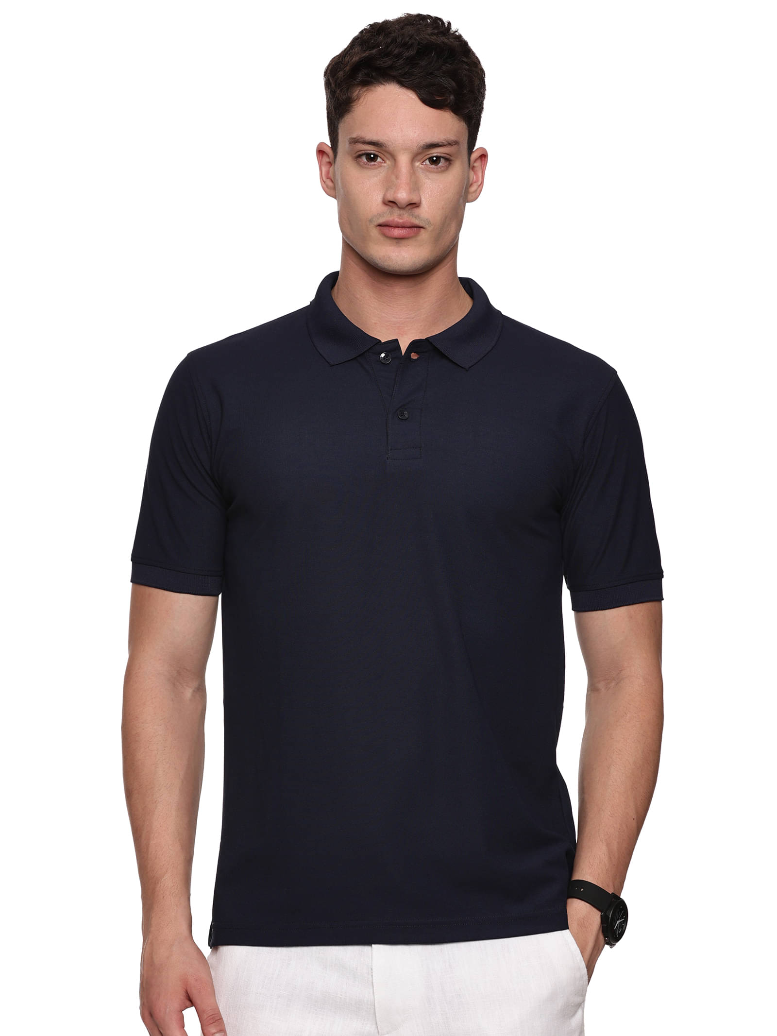 BAAGAA Men Polyester Regular Fit Solid Polo T Shirt ( Black )     			BAAGAA Men Polyester Regular Fit Solid Polo T Shirt ( Black )