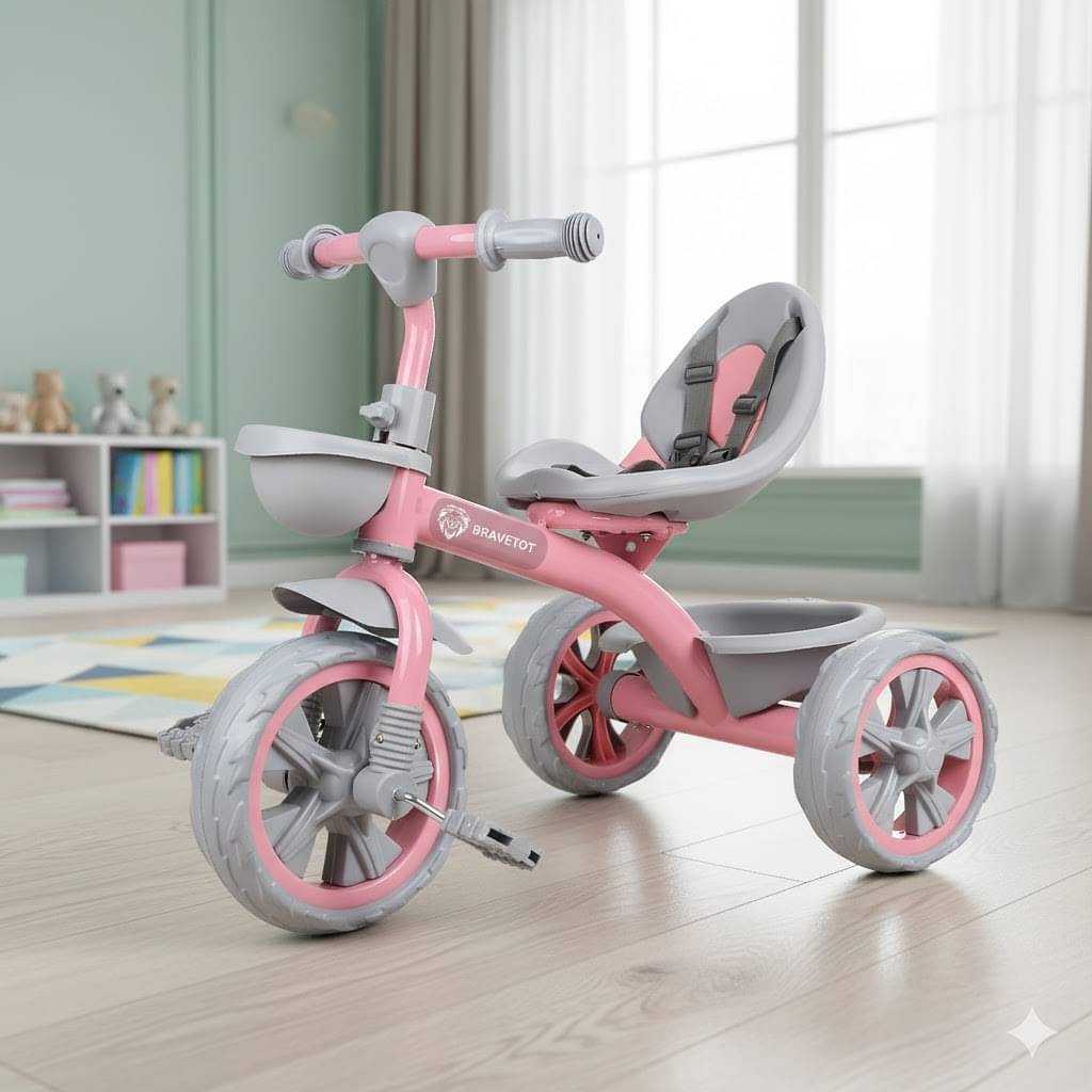 Baby tricycle with 3 EVA wheels pink colour for kids     			Baby tricycle with 3 EVA wheels pink colour for kids