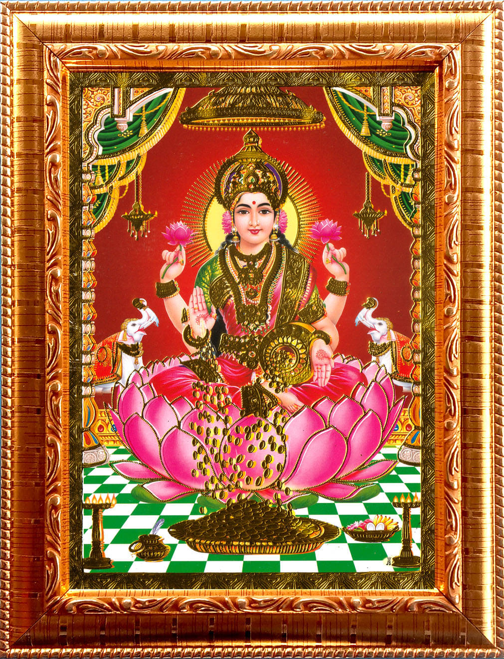 DHANALAKSHMI MATA Golden Photo Frame with 6.75 inch (Width) x 8.75 in(Length) inch Photo fitted With Wall Hanging Mount DHANALAKSHMI MATA Golden Photo Frame with 6.75 inch (Width) x 8.75 in(Length) inch Photo fitted With Wall Hanging Mount