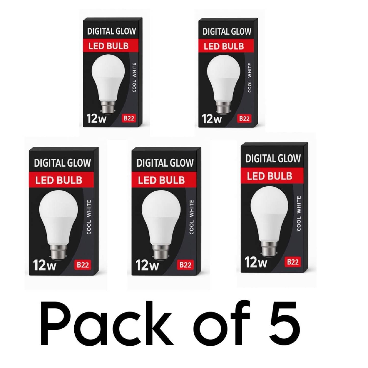 Digital glow 12W Cool Day Light LED Bulb ( Pack of 5 ) Digital glow 12W Cool Day Light LED Bulb ( Pack of 5 )