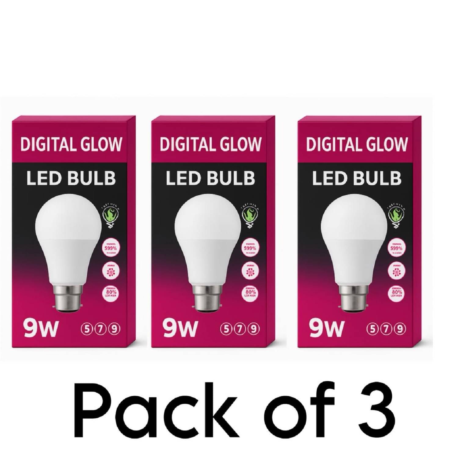 Digital glow 9W Cool Day Light LED Bulb ( Pack of 3 ) Digital glow 9W Cool Day Light LED Bulb ( Pack of 3 )
