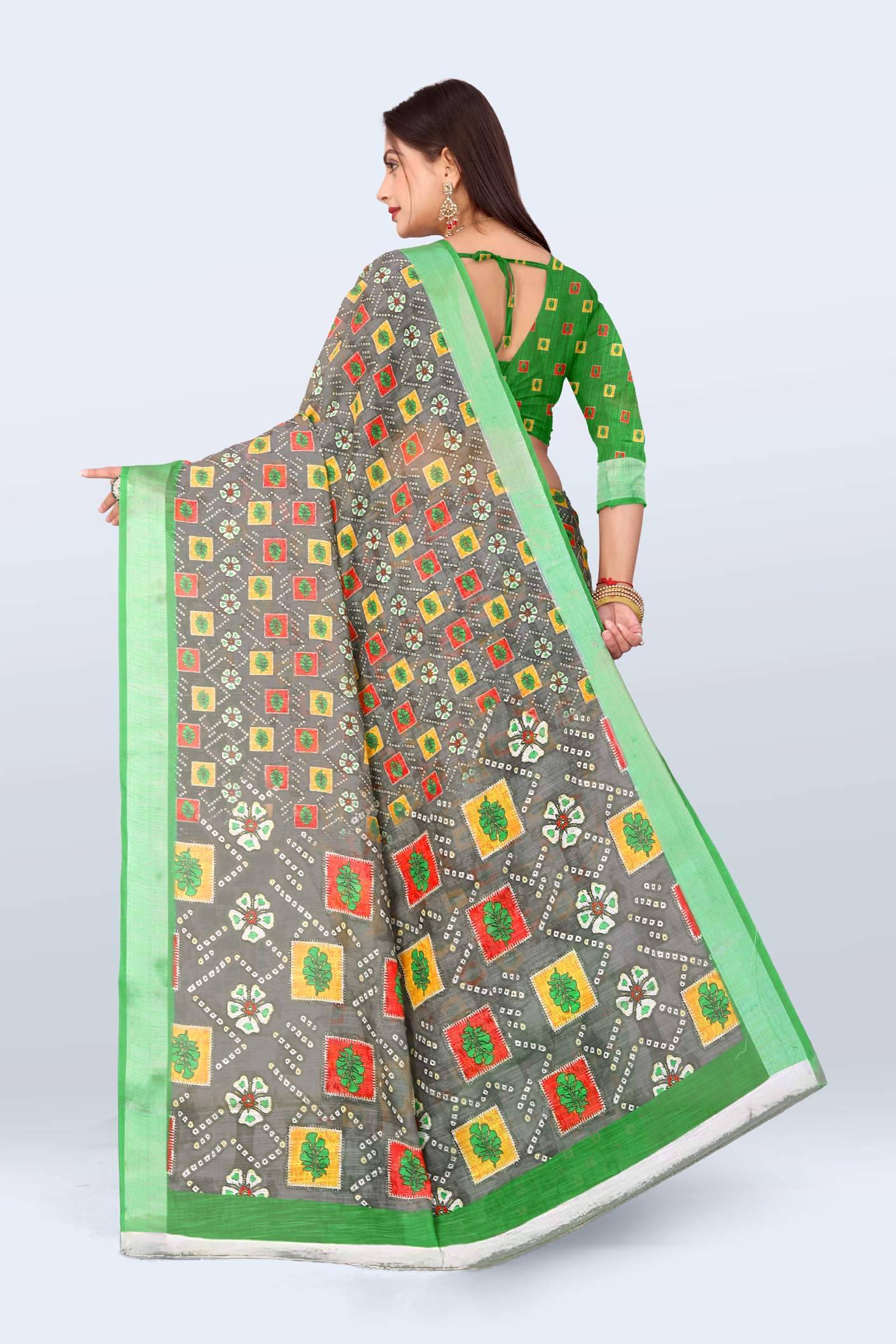     			Ethnic Trendz Cotton Printed Regular Saree With Unstitched Blouse Piece ( Multicolor 2 )