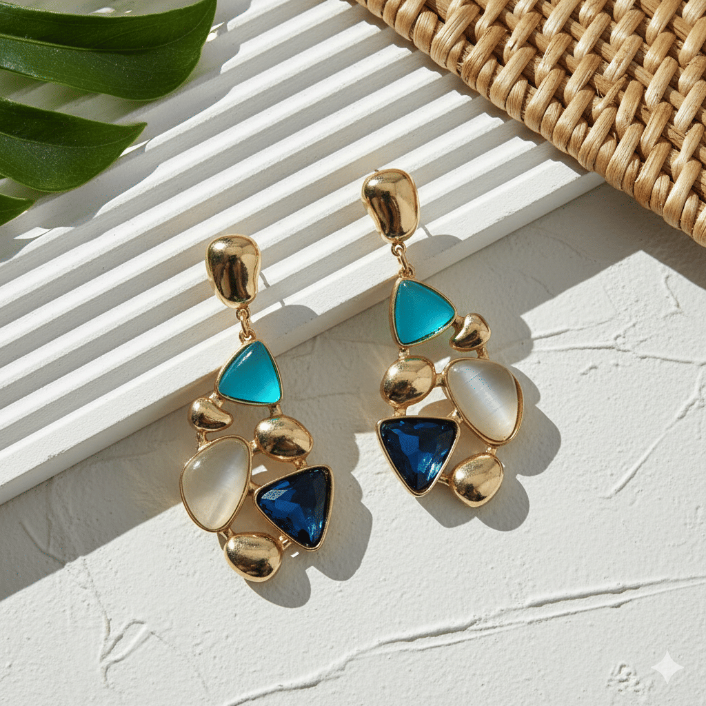     			Flauri Multi Color Drop Earrings ( Pack of 1 )