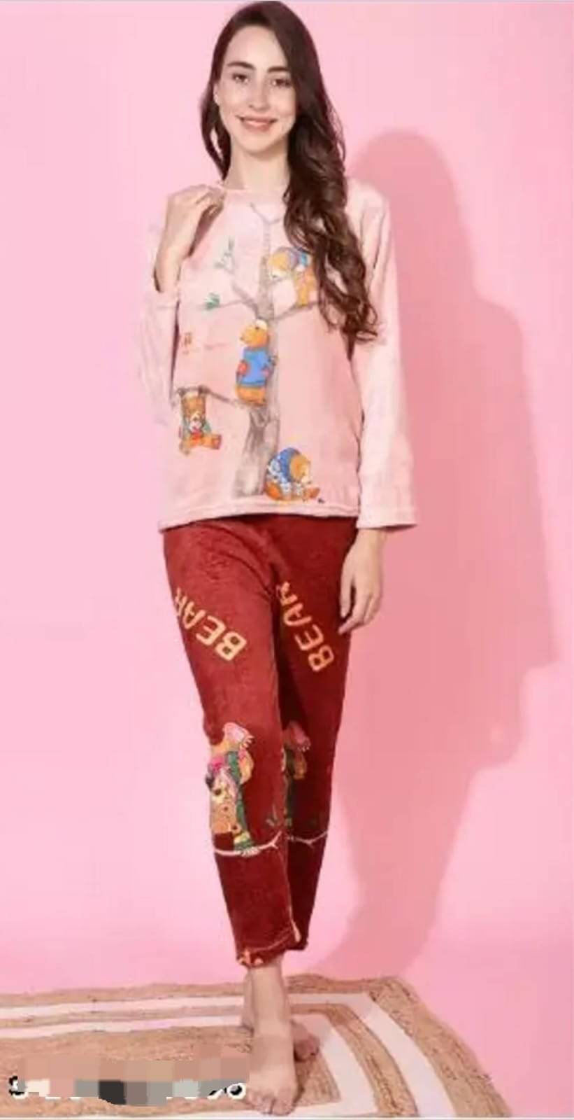     			Generic Shivaaya Woollen Printed Women T-shirt with Pyjama ( Pink )