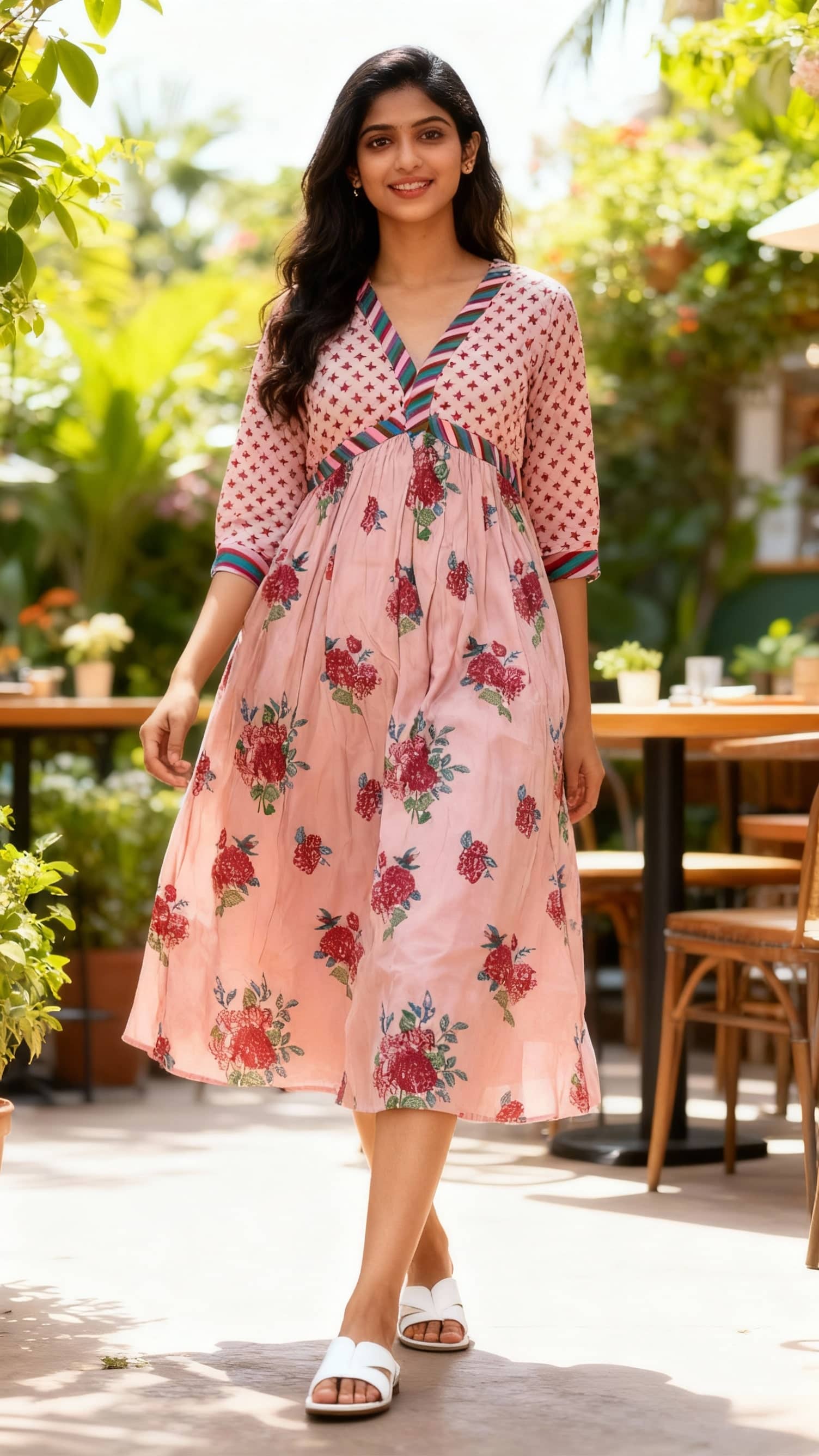 Gobya Women Viscose Rayon Printed A-line Kurti ( Pink ) - Kurtis, Tunics | Buy online on ZillyBuy
