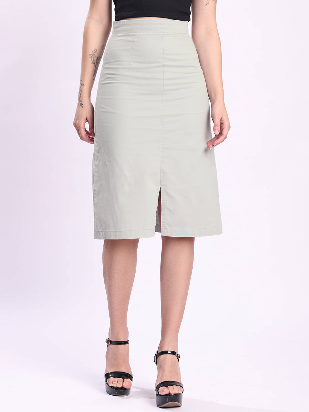     			IVOC Grey Cotton Women's A-Line Skirt ( Pack of 1 )