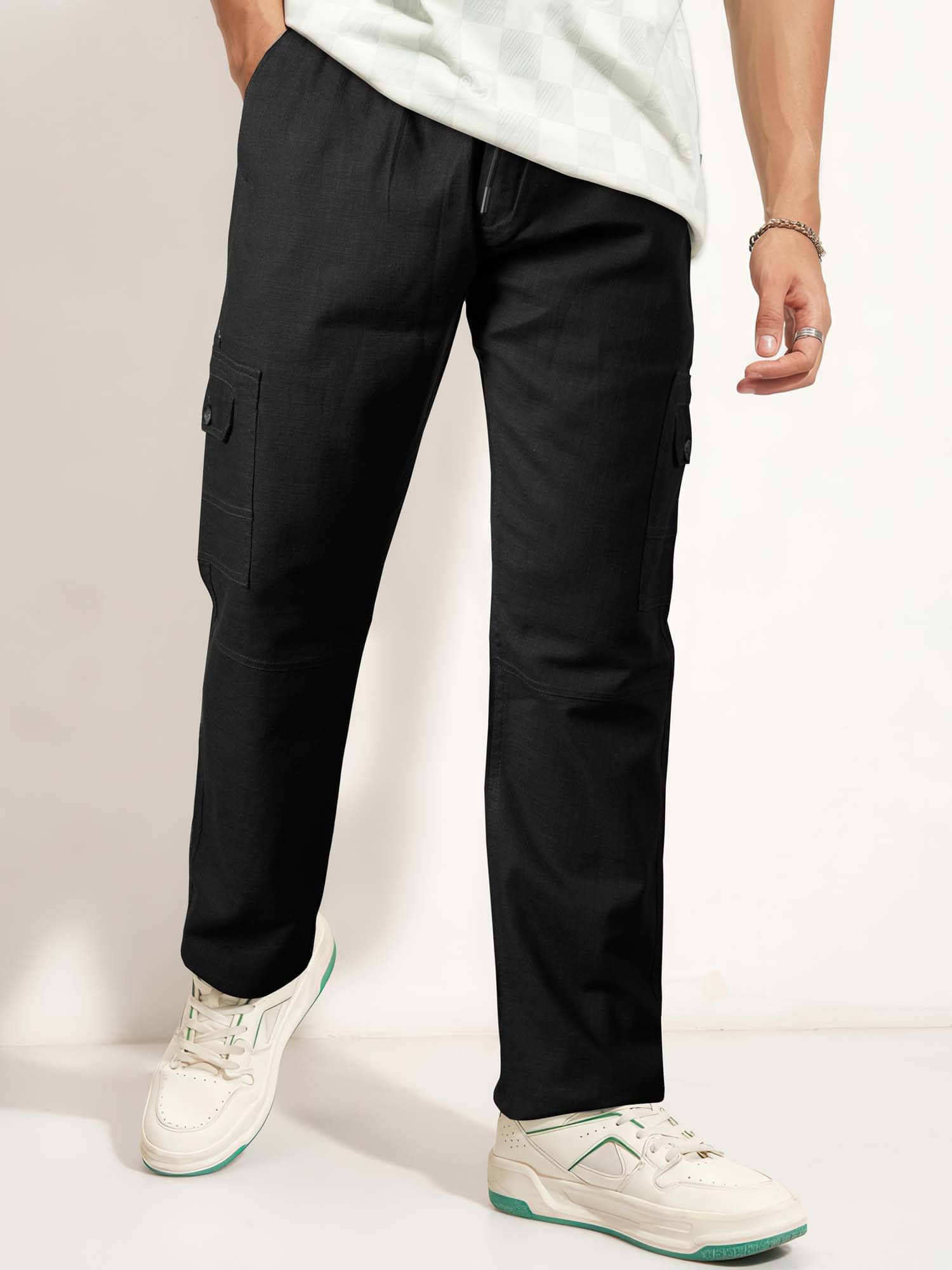     			JB JUST BLACK Relax Men's Cargos - Black ( Pack of 1 )