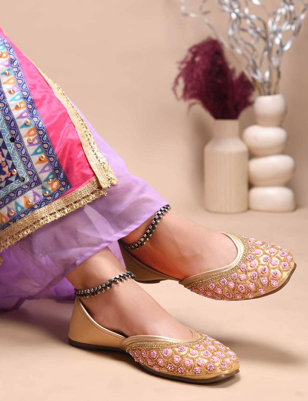     			JM Looks Gold Women's Ethnic Ballerinas