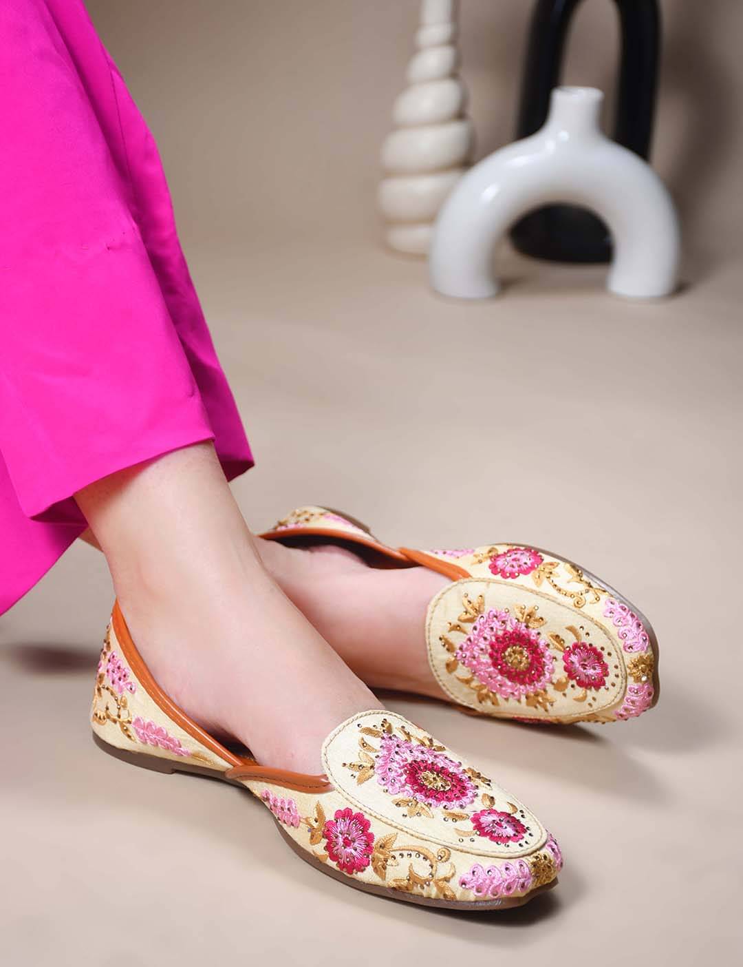     			JM Looks Gold Women's Ethnic Ballerinas
