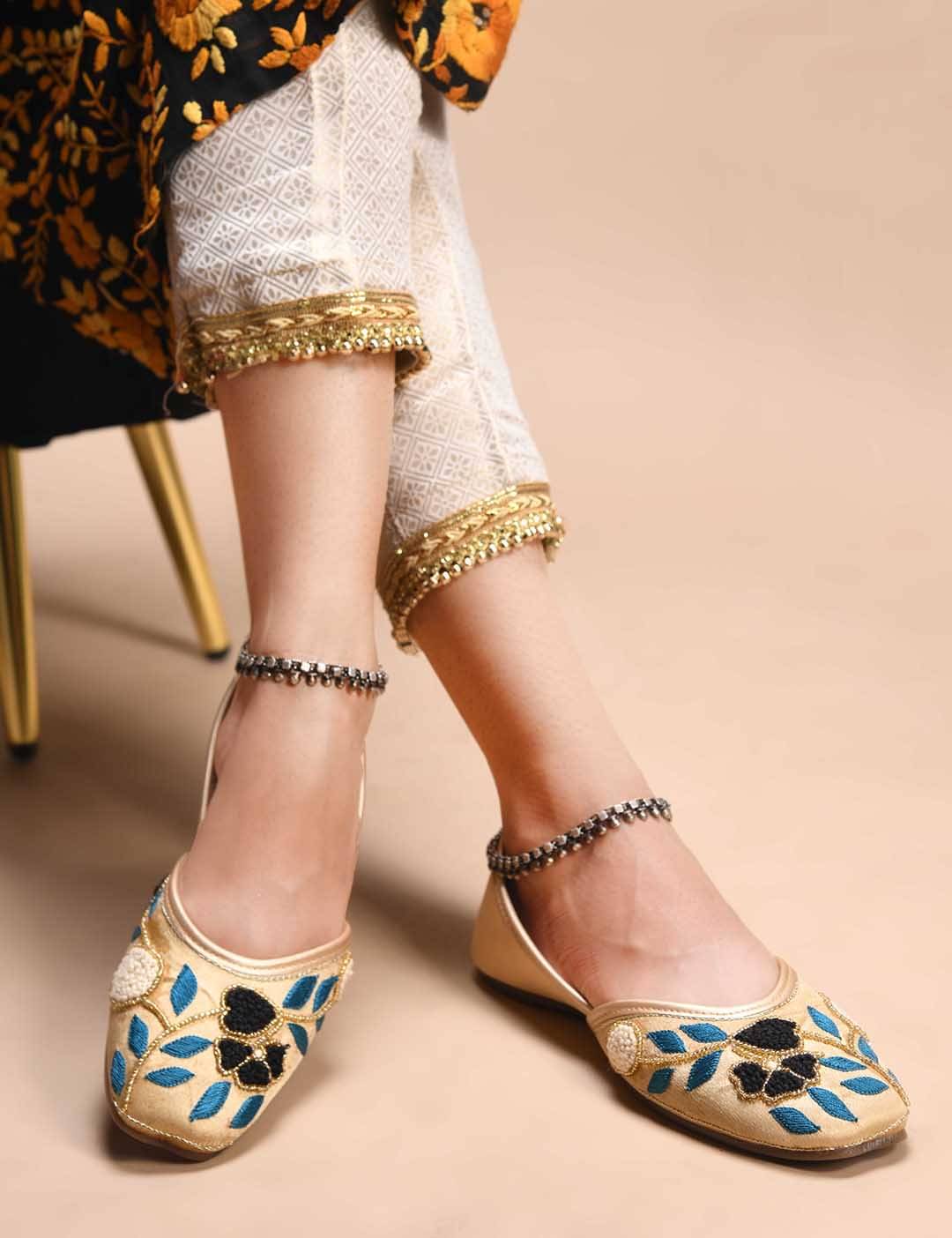     			JM Looks Gold Women's Ethnic Ballerinas