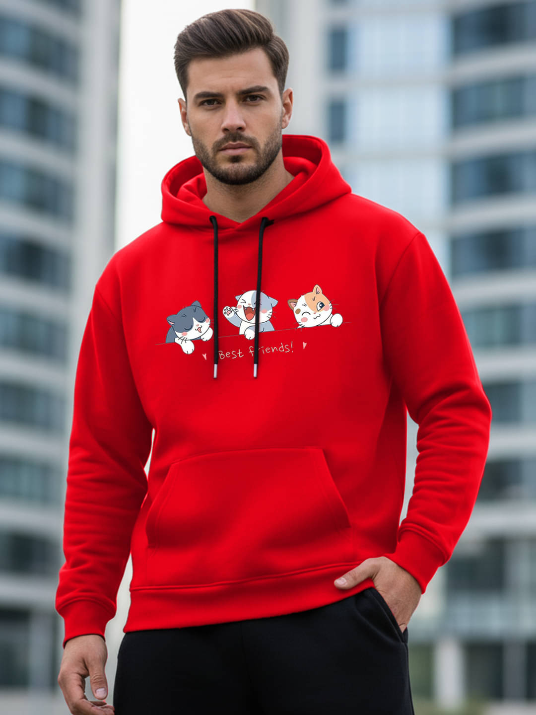 Kanhuzzz Fleece Hooded Men's Sweatshirt - Red ( Pack of 1 )     			Kanhuzzz Fleece Hooded Men's Sweatshirt - Red ( Pack of 1 )