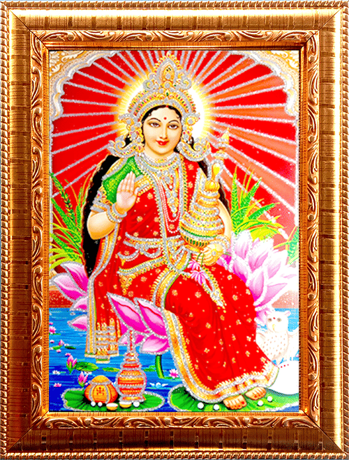 LAKSHMI MATA Golden Photo Frame with 6.75 inch (Width) x 8.75 inch (Length) inch Photo fitted With Wall Hanging Mount LAKSHMI MATA Golden Photo Frame with 6.75 inch (Width) x 8.75 inch (Length) inch Photo fitted With Wall Hanging Mount