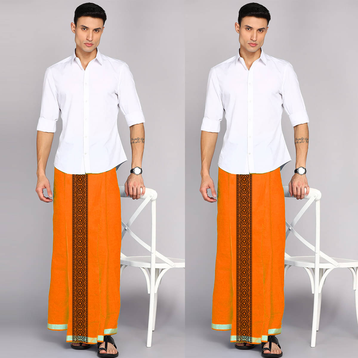 Lvloz Cotton Men's Dhoti Orange ( Pack of 2 ) Lvloz Cotton Men's Dhoti Orange ( Pack of 2 )