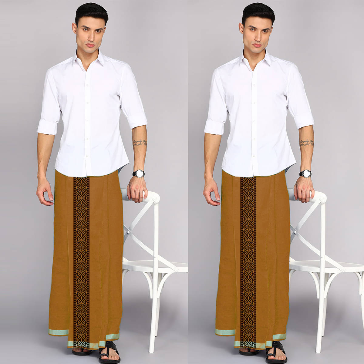     			Lvloz Cotton Men's Dhoti Brown ( Pack of 2 )