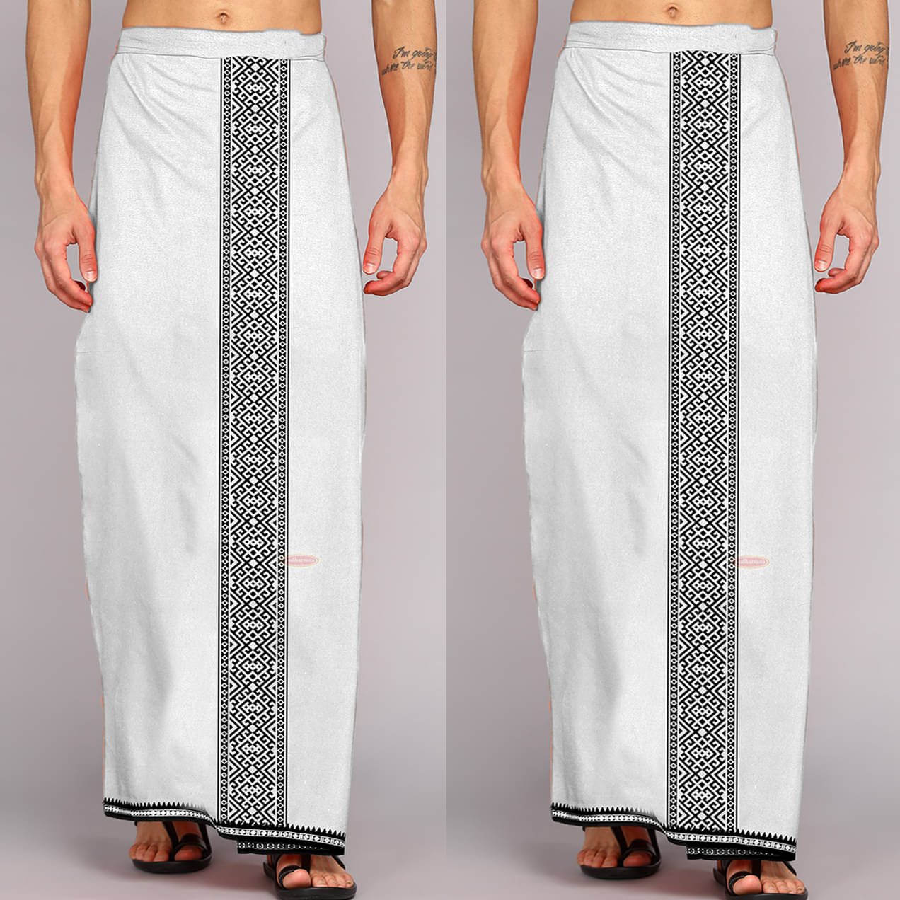     			Lvloz Cotton Men's Dhoti White ( Pack of 2 )