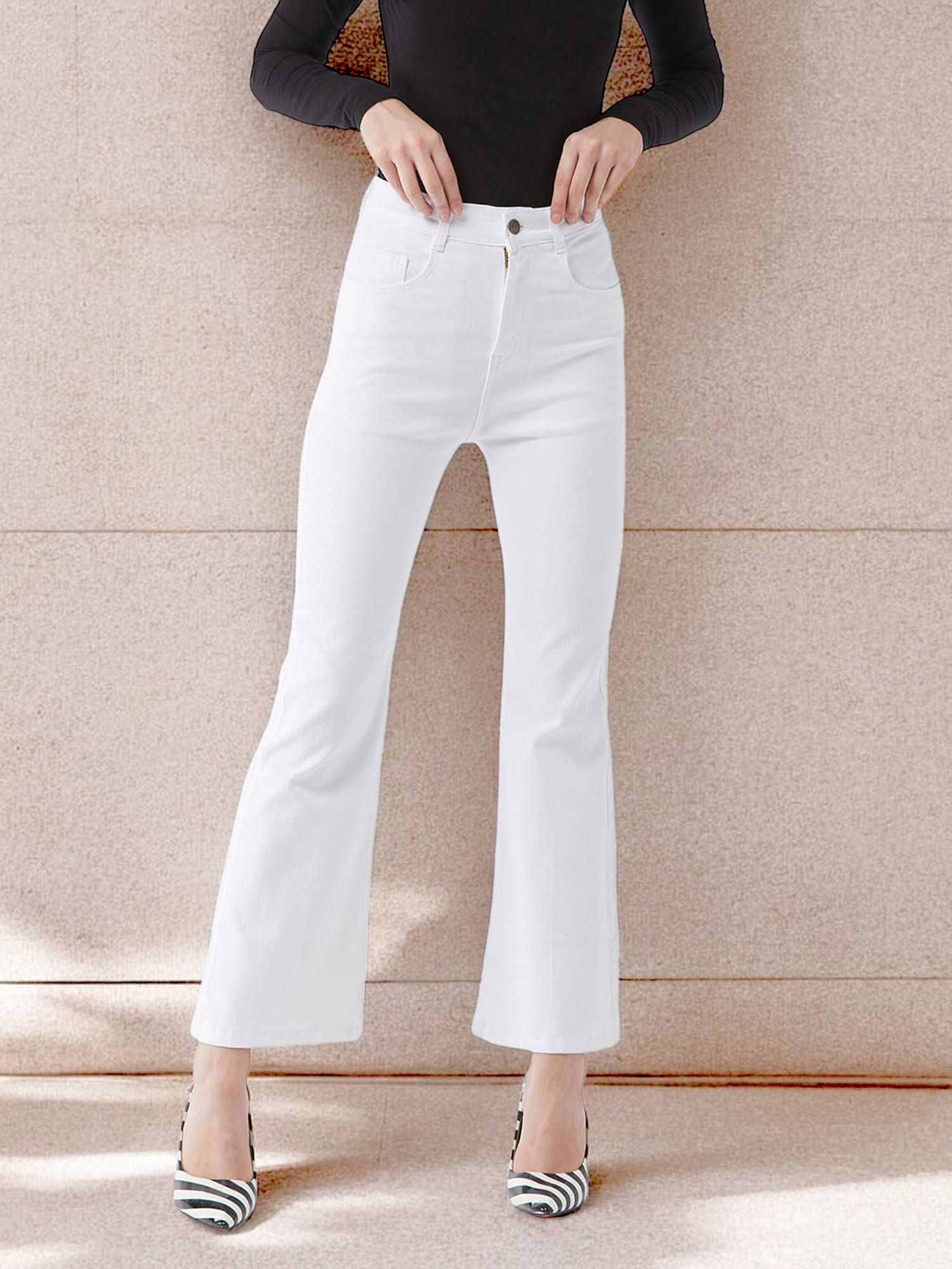     			Miss Chase Women's Bootcut High-Rise Jeans ( White )