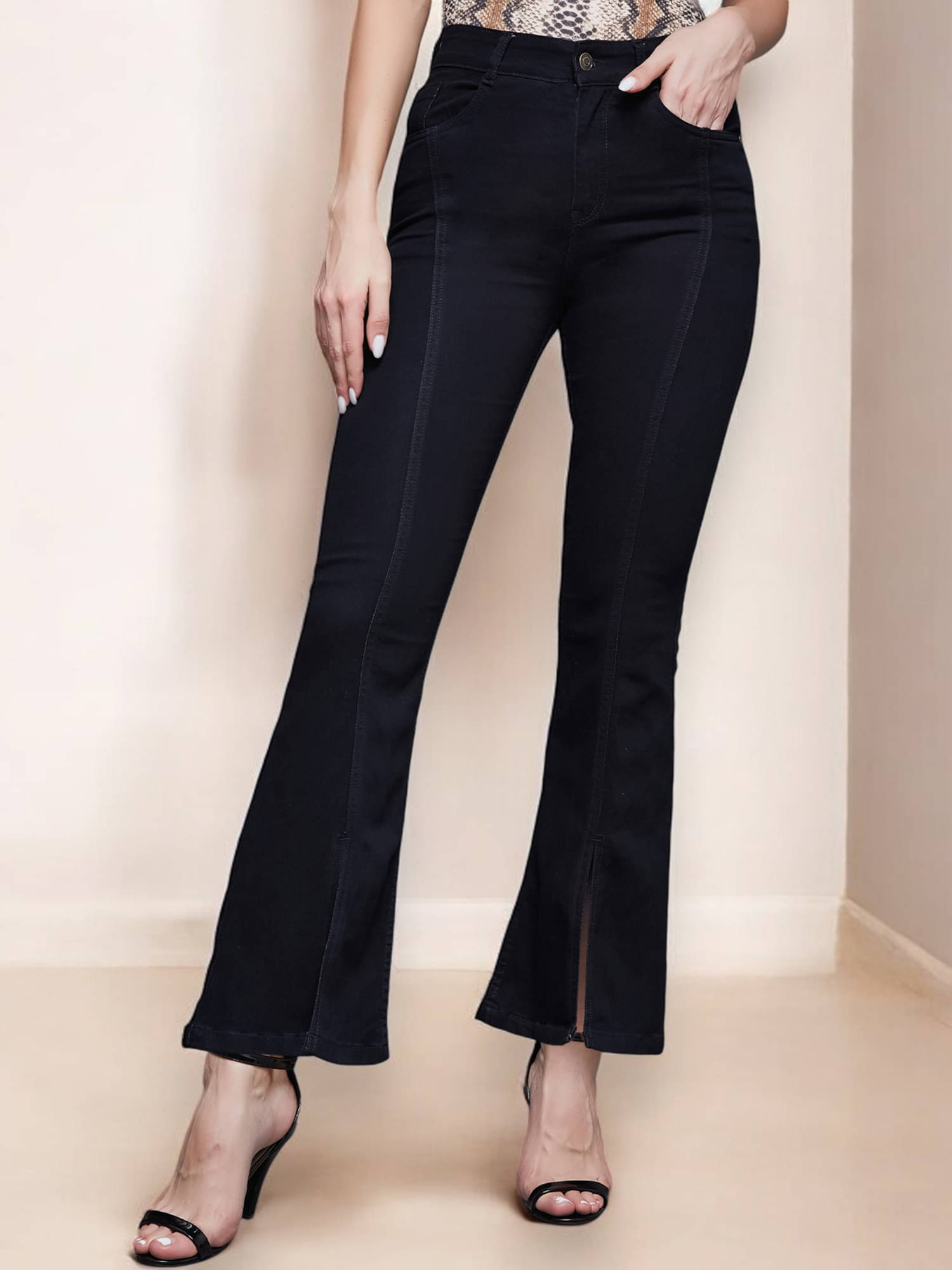     			Miss Chase Women's Bootcut High-Rise Jeans ( Black )