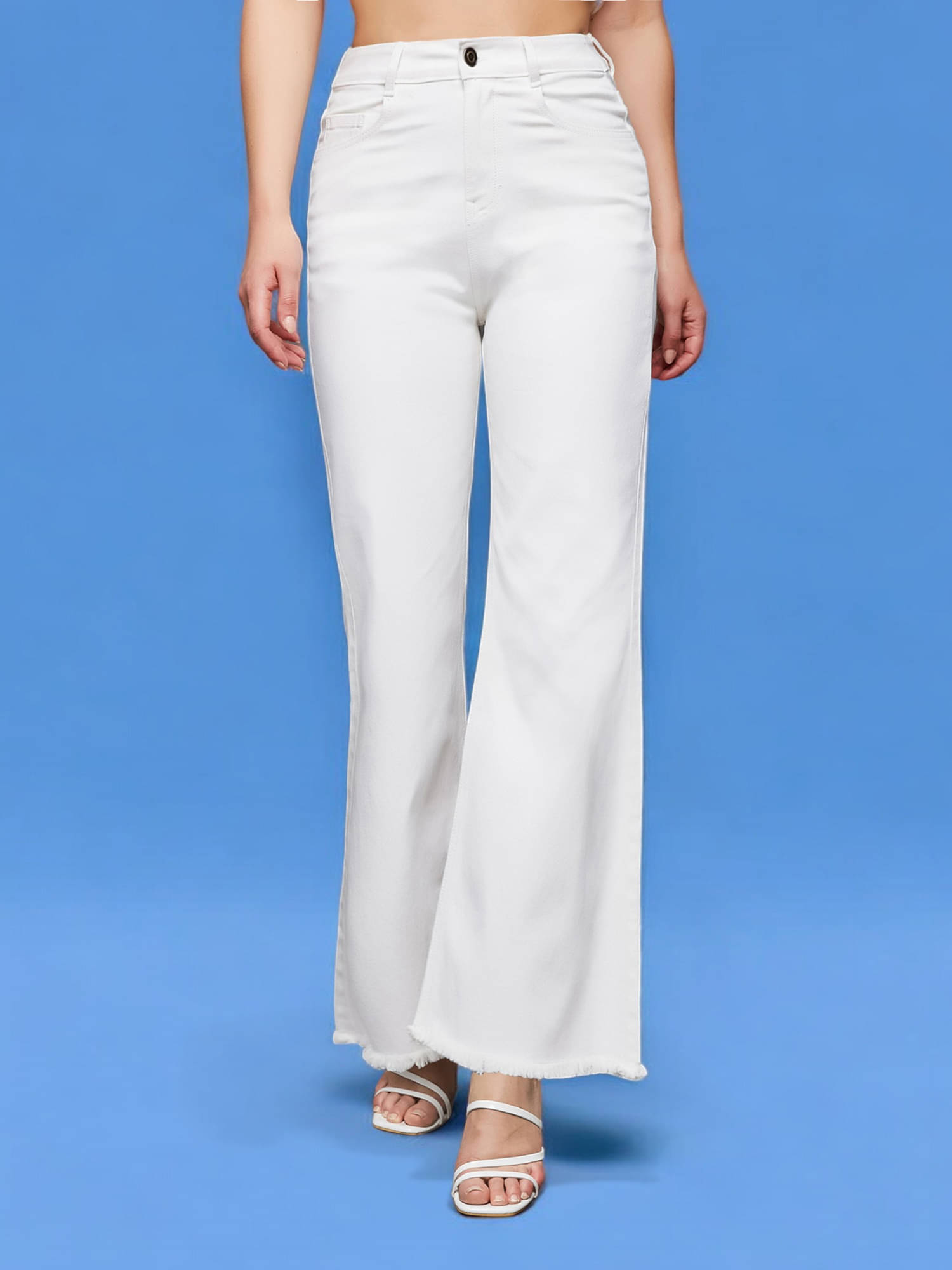     			Miss Chase Women's Bootcut High-Rise Jeans ( White )