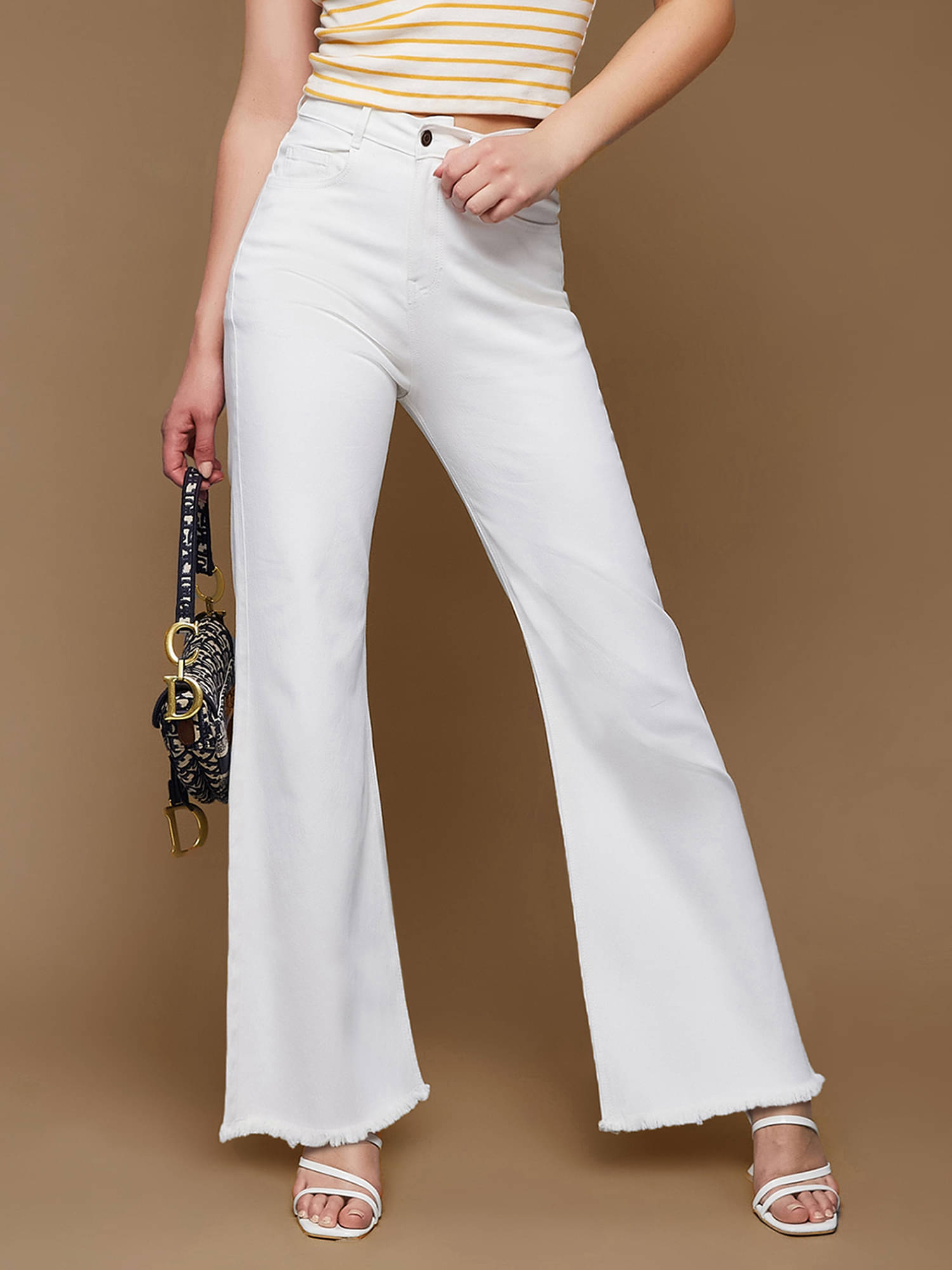     			Miss Chase Women's Bootcut High-Rise Jeans ( Off White )