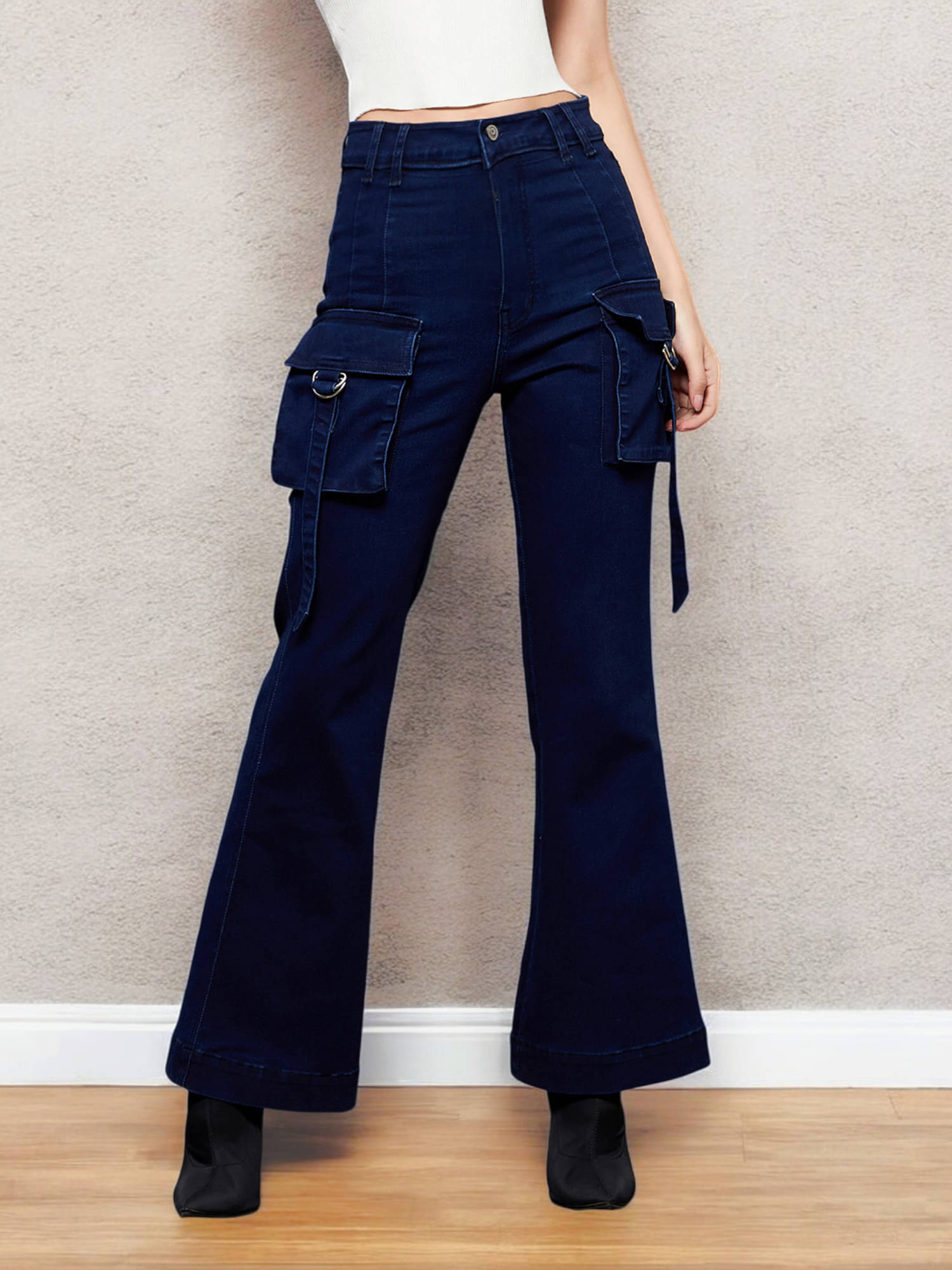     			Miss Chase Women's Bootcut High-Rise Jeans ( Blue )