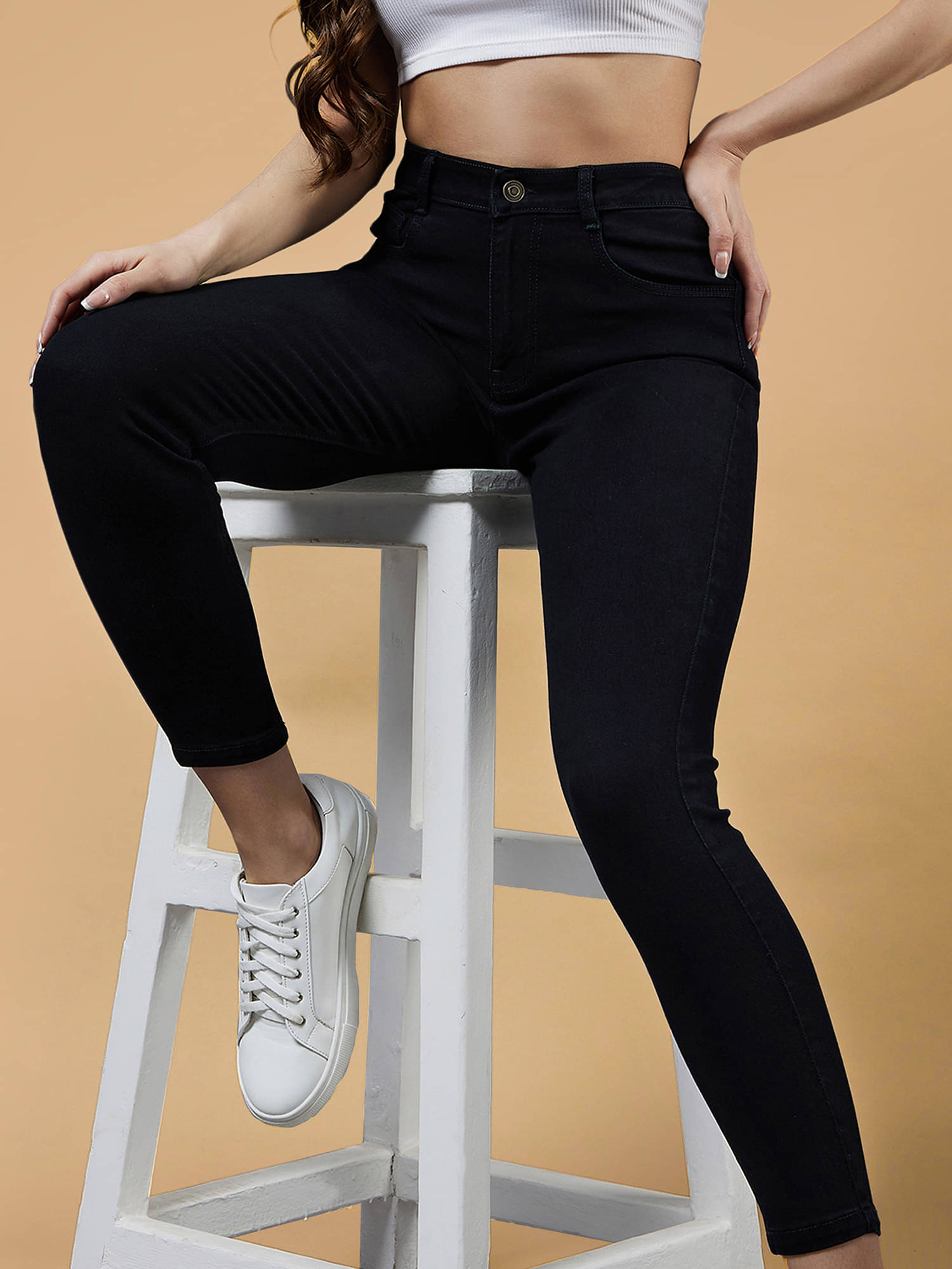     			Miss Chase Women's Skinny Fit High-Rise Jeans ( Black )