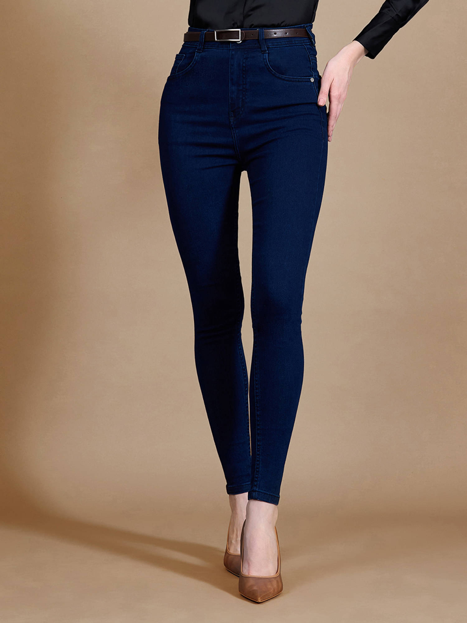     			Miss Chase Women's Skinny Fit High-Rise Jeans ( Navy Blue )