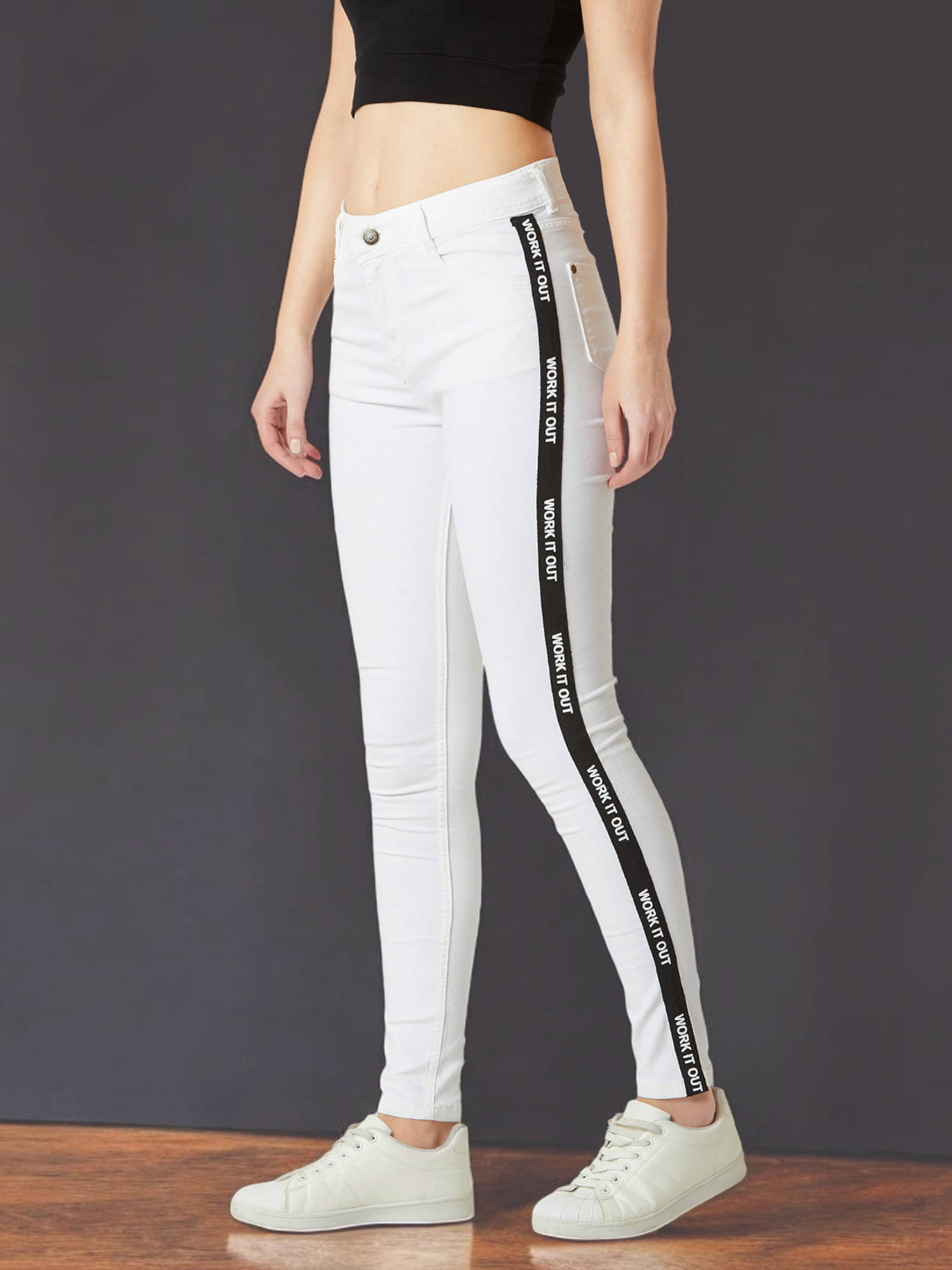     			Miss Chase Women's Skinny Fit Mid-Rise Jeans ( Off White )
