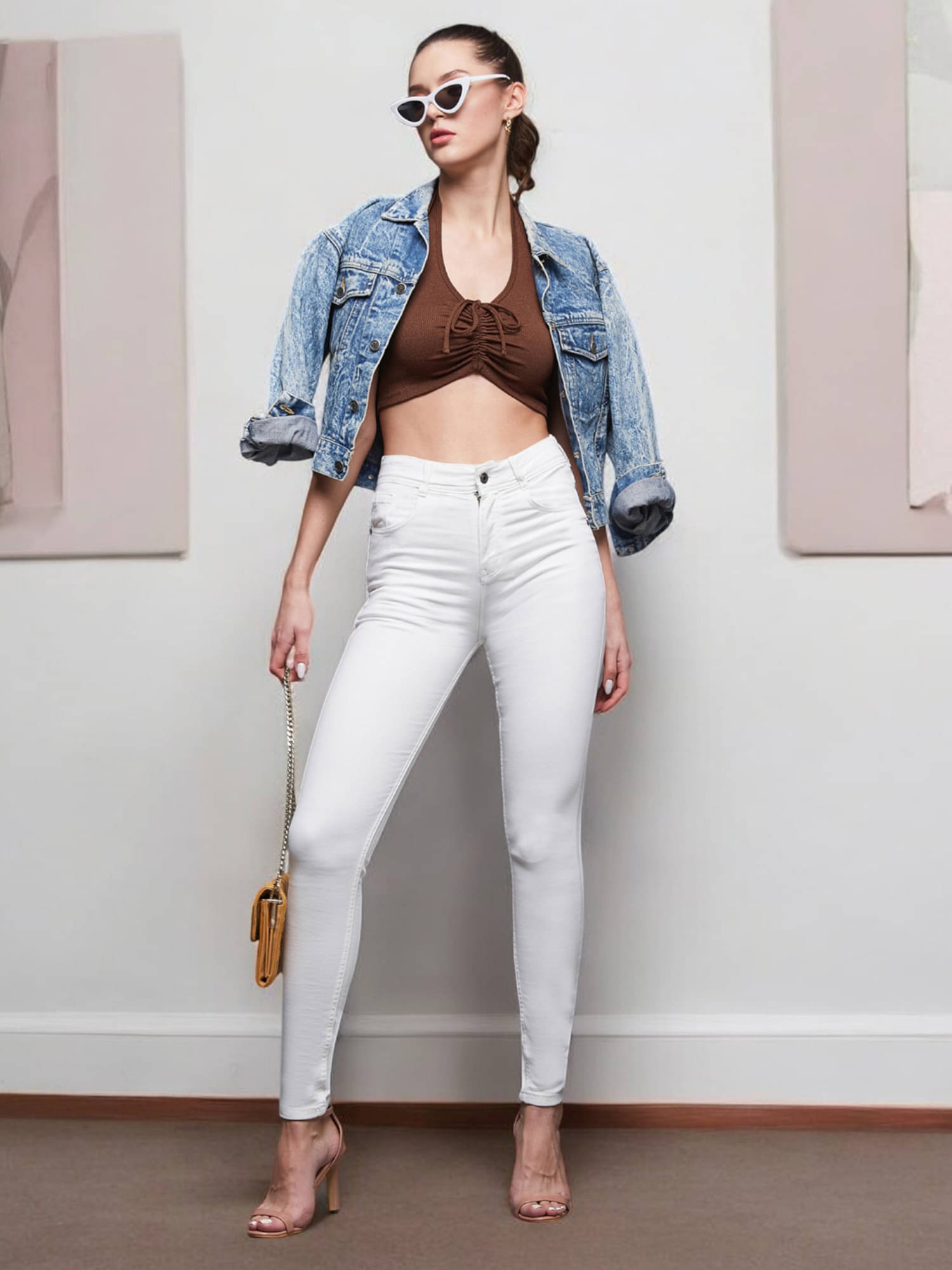     			Miss Chase Women's Skinny Fit High-Rise Jeans ( White )