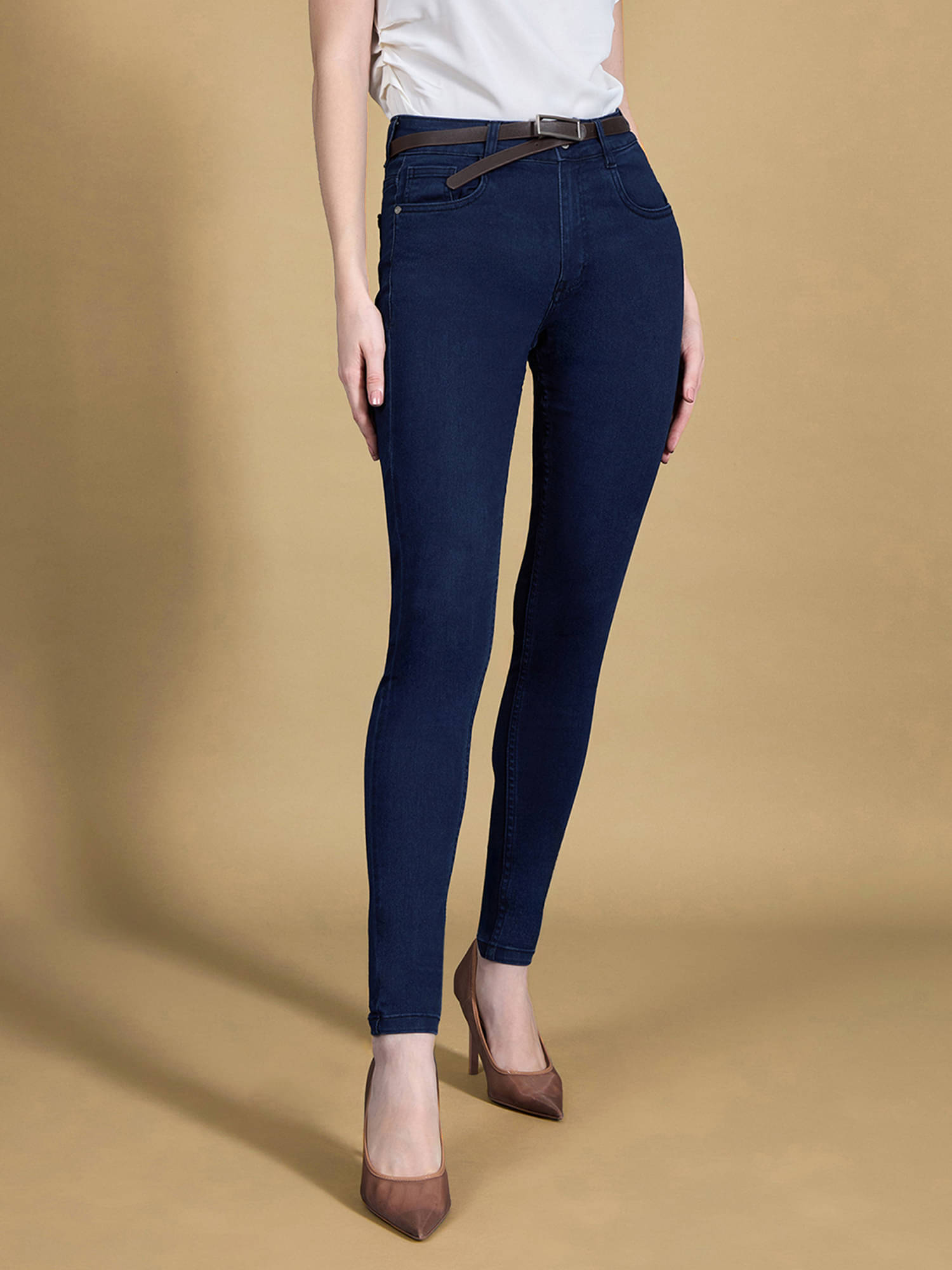     			Miss Chase Women's Skinny Fit Mid-Rise Jeans ( Navy Blue )
