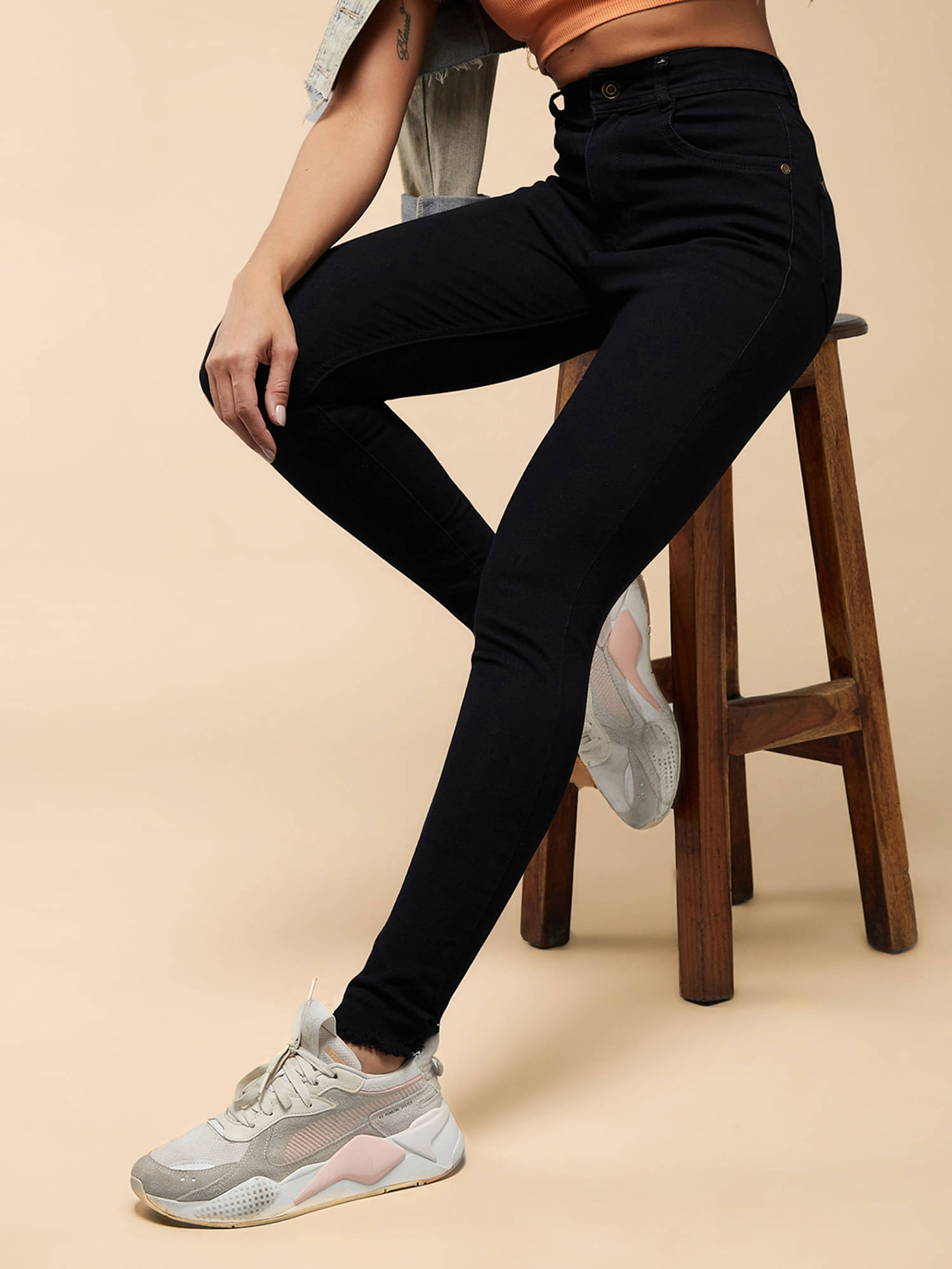     			Miss Chase Women's Slim Fit High-Rise Jeans ( Black )
