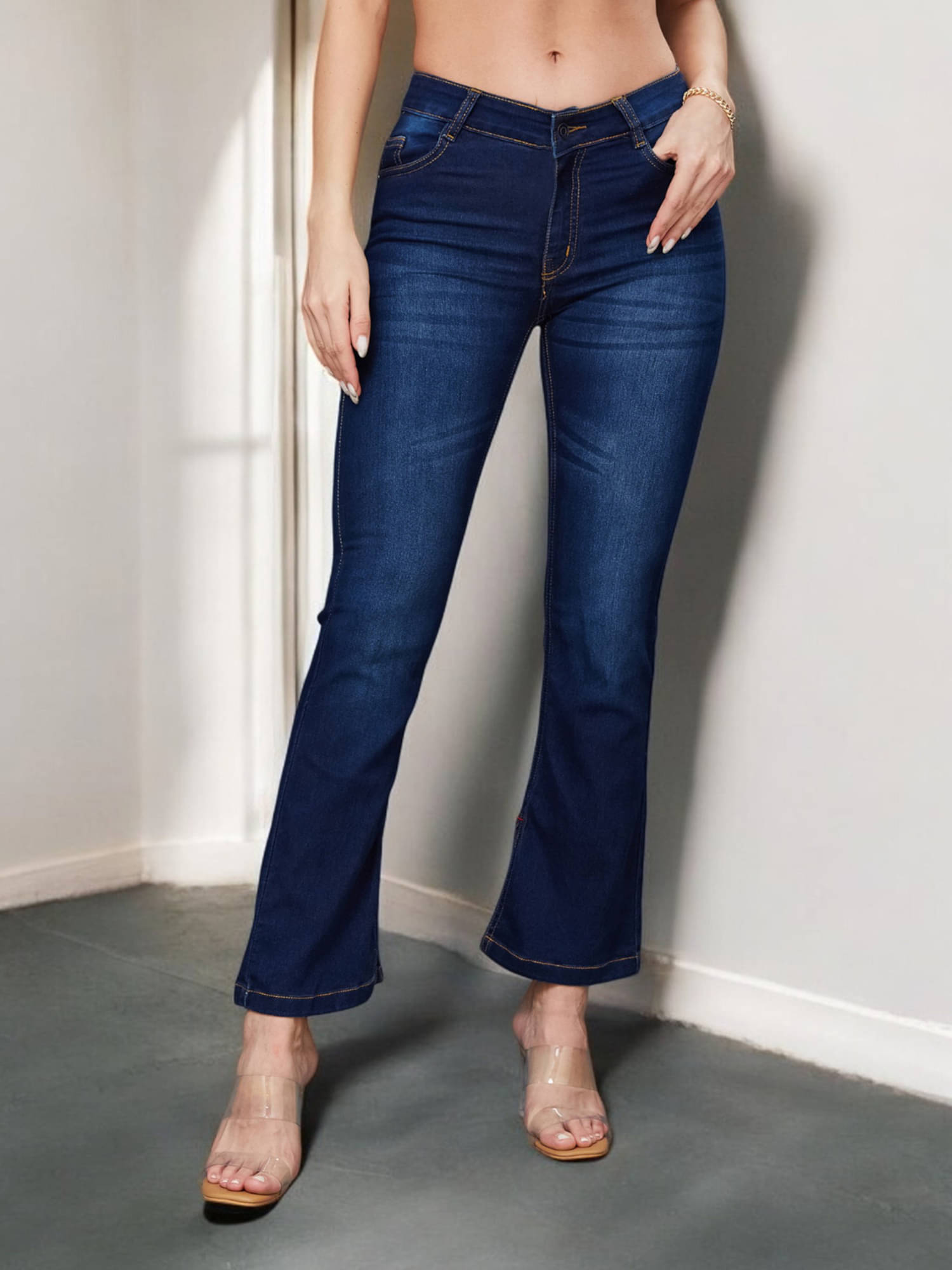     			Miss Chase Women's Wide Leg High-Rise Jeans ( Dark Blue )