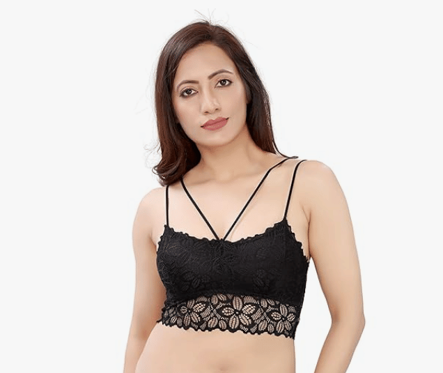 NIGAM ENTERPRISES Pack of 1 Net Lightly Padded Bralette Bra For Women ( Black ) NIGAM ENTERPRISES Pack of 1 Net Lightly Padded Bralette Bra For Women ( Black )