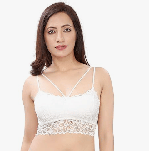NIGAM ENTERPRISES Pack of 1 Net Lightly Padded Bralette Bra For Women ( White ) NIGAM ENTERPRISES Pack of 1 Net Lightly Padded Bralette Bra For Women ( White )