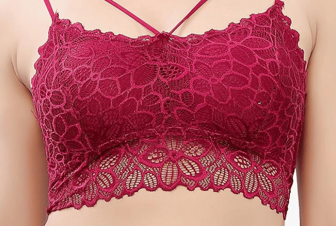 NIGAM ENTERPRISES Pack of 1 Net Lightly Padded Bralette Bra For Women ( Maroon ) NIGAM ENTERPRISES Pack of 1 Net Lightly Padded Bralette Bra For Women ( Maroon )