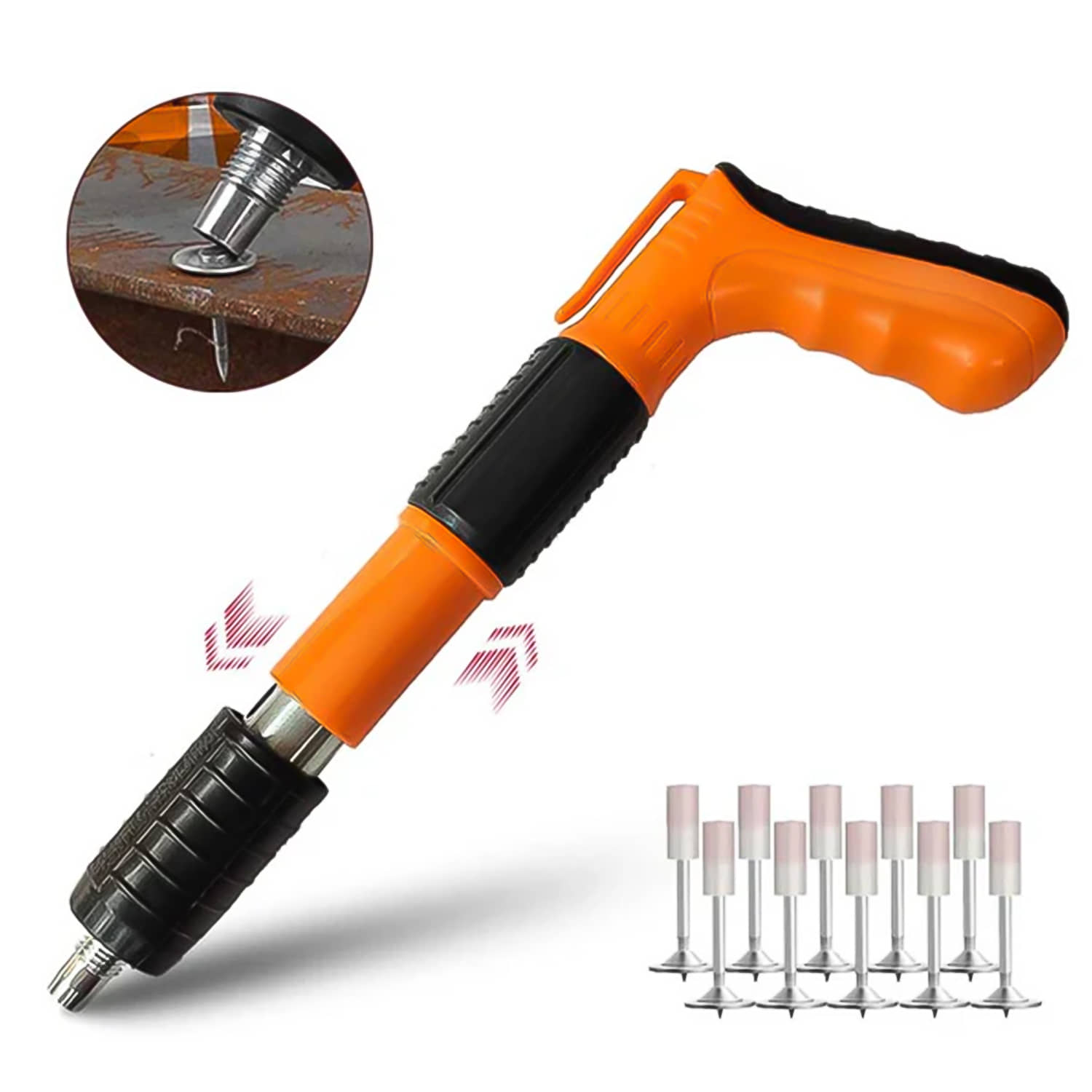Nail Gun Tool for Brick and Concrete Walls, Mini Steel Rivet Gun (With 10 Nails)