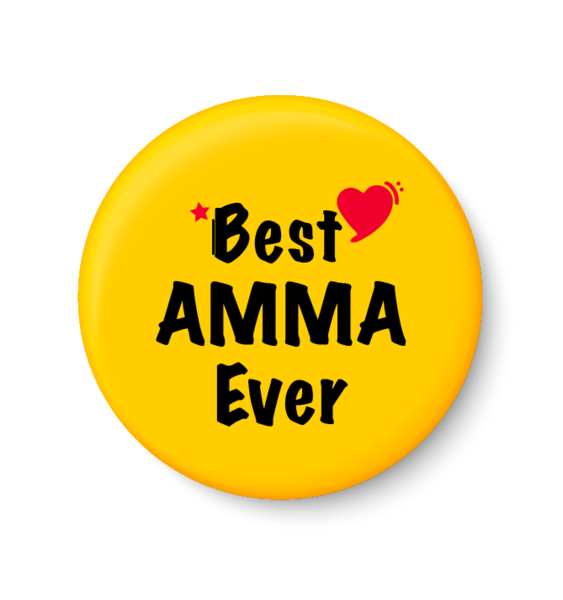     			PEACOCKRIDE Best AMMA Ever I Mothers Day Gift Pin Badge (Multicolor, Plastic, 44mm)