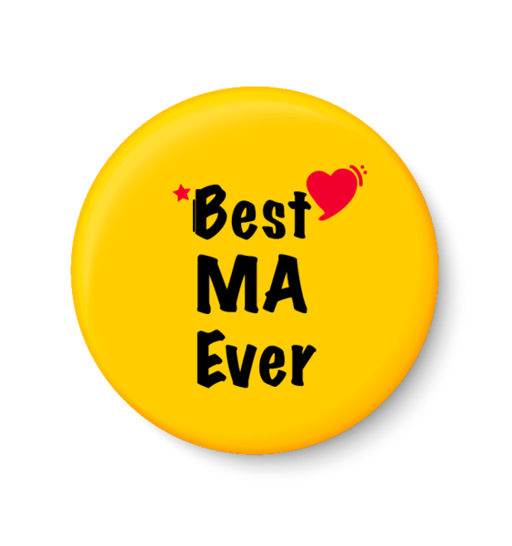     			PEACOCKRIDE Best MA Ever I Mothers Day Gift Pin Badge (Multicolor, Plastic, 44mm)