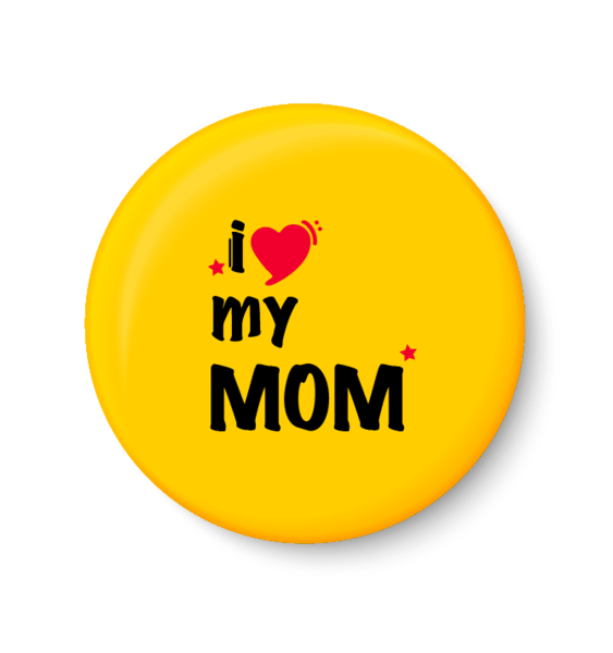     			PEACOCKRIDE I Love My MOM I Mothers Day Gift Pin Badge (Multicolor, Plastic, 44mm)