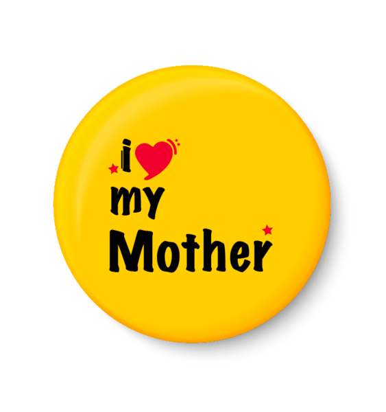     			PEACOCKRIDE I Love My MOTHER I Mothers Day Gift Pin Badge (Multicolor, Plastic, 44mm)