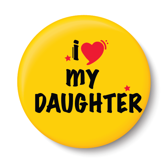     			PEACOCKRIDE I Love my Daughter I Relationship I Pin Badge (Multicolor, Plastic, 44mm)