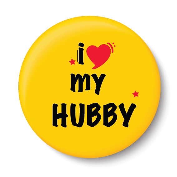     			PEACOCKRIDE I Love my Hubby I Relationship I Pin Badge (Multicolor, Plastic, 44mm)