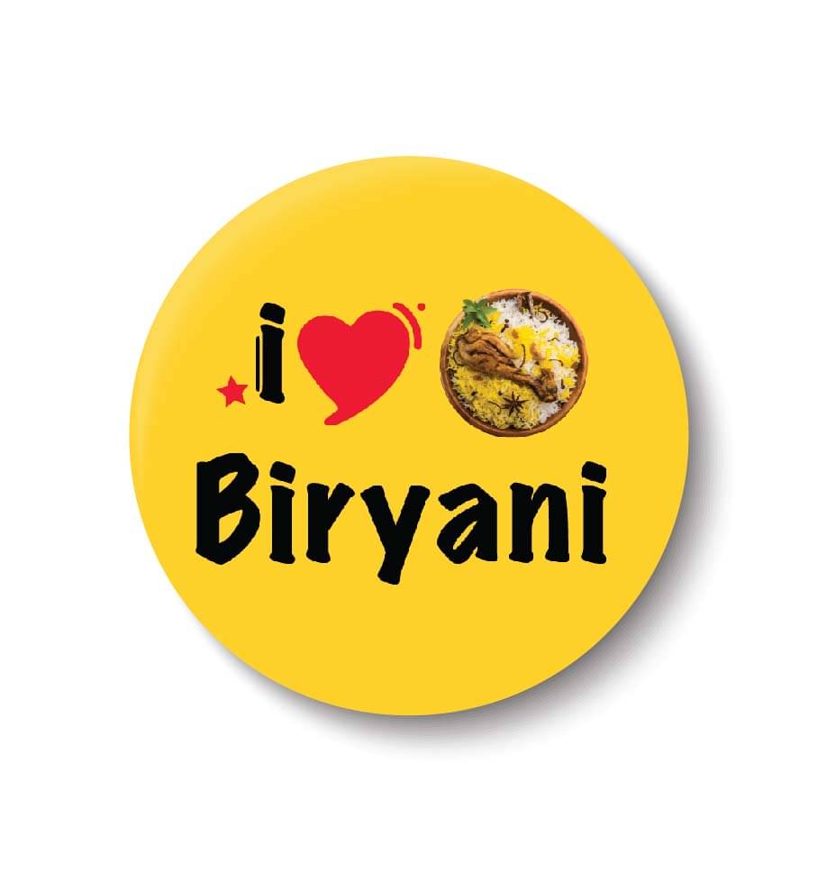    			PEACOCKRIDE I love Biryani Pin Badge (Multicolor, Plastic, 44mm)