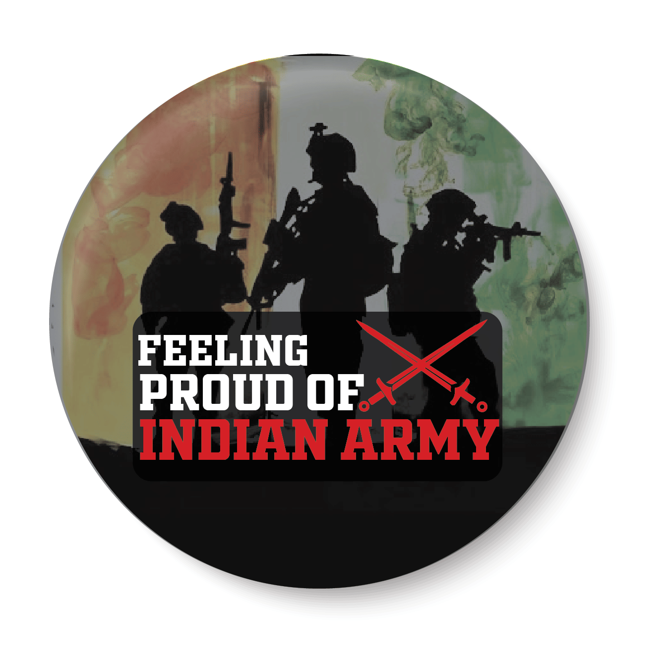     			PEACOCKRIDE Indian Army I Feeling Proud of Indian Army I Indian Soldiers I Jaihind I India I Pin Badge (Multicolor, Plastic, 44mm)
