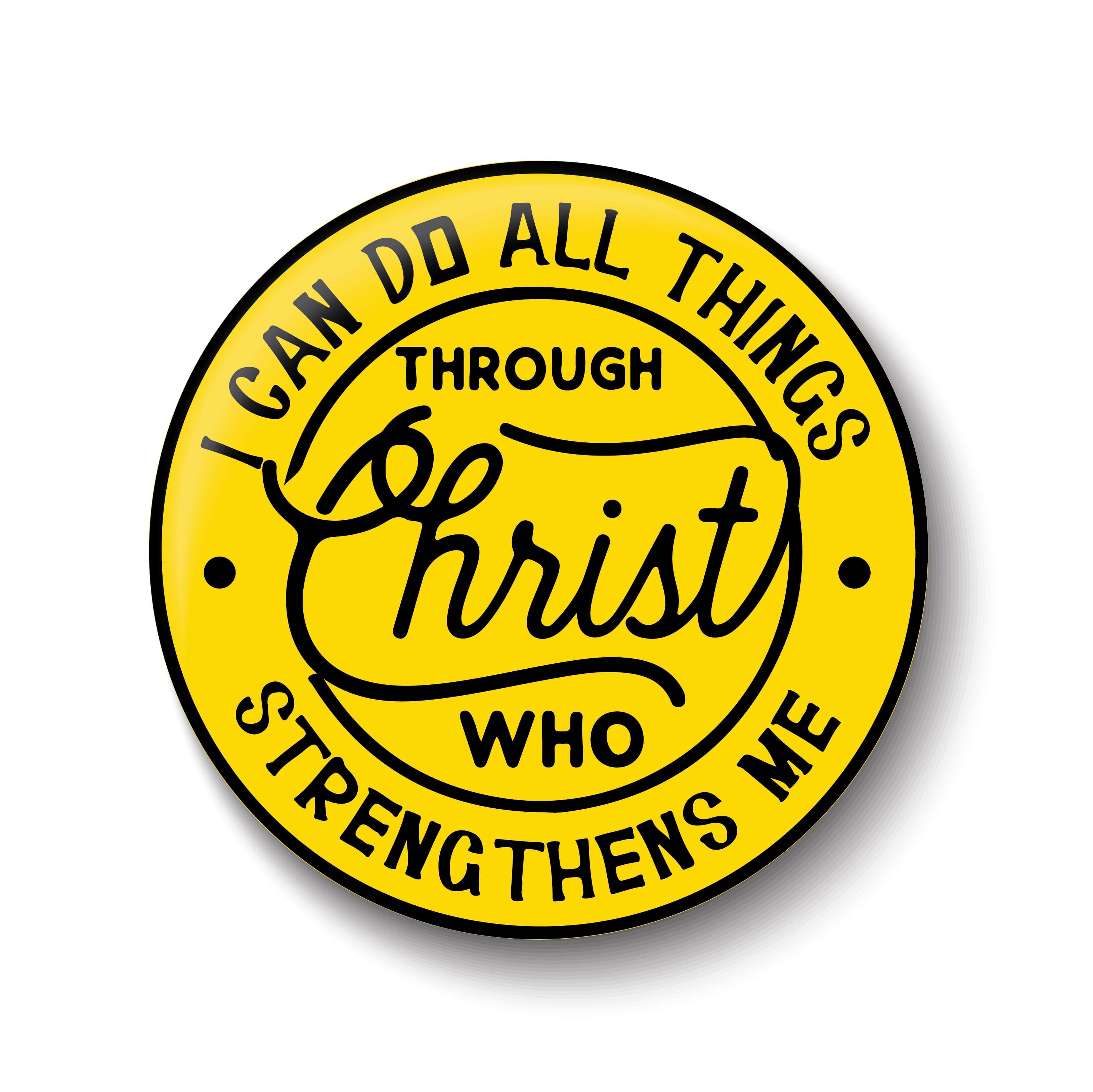     			PEACOCKRIDE Jesus I Through Christ I Jesus Christ I Bible Quote I Pin Badge (Multicolor, Plastic, 44mm)