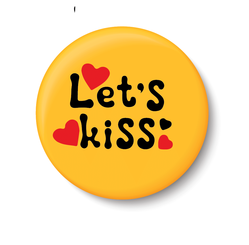     			PEACOCKRIDE Let's Kiss I Romantic I Love I Valentines Day Series I Pin Badge (Multicolor, Plastic, 44mm)