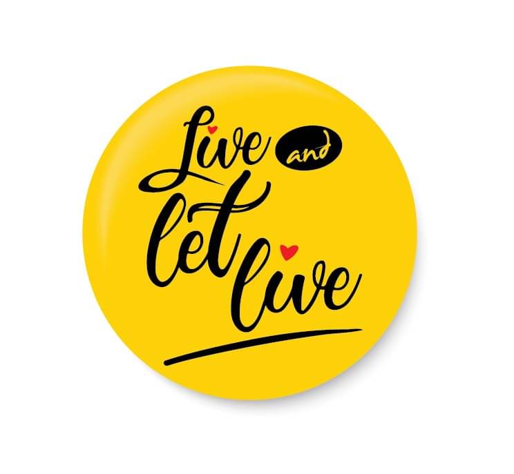     			PEACOCKRIDE Live and Let Live Pin Badge (Multicolor, Plastic, 44mm)