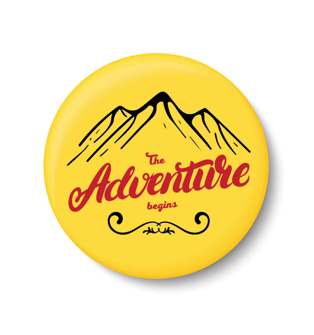     			PEACOCKRIDE Love Adventure I The Adventure Begins I Souvenir l Travel I Pin Badge (Multicolor, Plastic, 44mm)