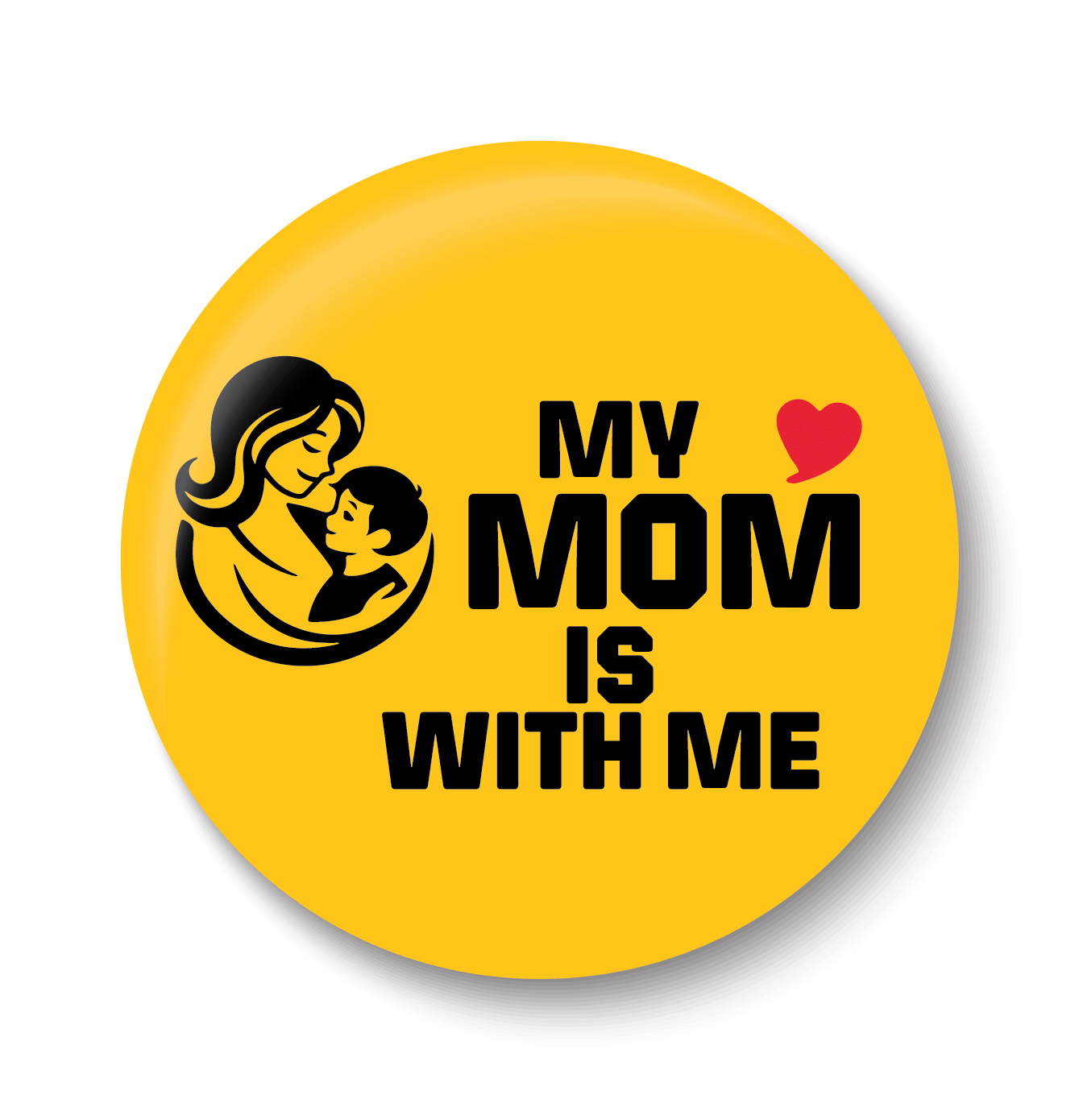     			PEACOCKRIDE Love My Mom is with me I Love Mother & Son I Relationship I Mothers Day I Pin Badge (Multicolor, Plastic, 44mm)