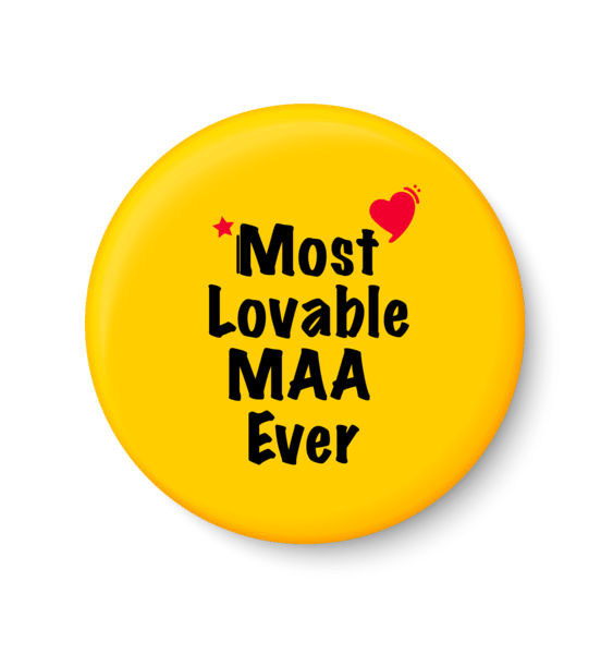     			PEACOCKRIDE Most Lovable MAA Ever I Mothers Day Gift Pin Badge (Multicolor, Plastic, 44mm)