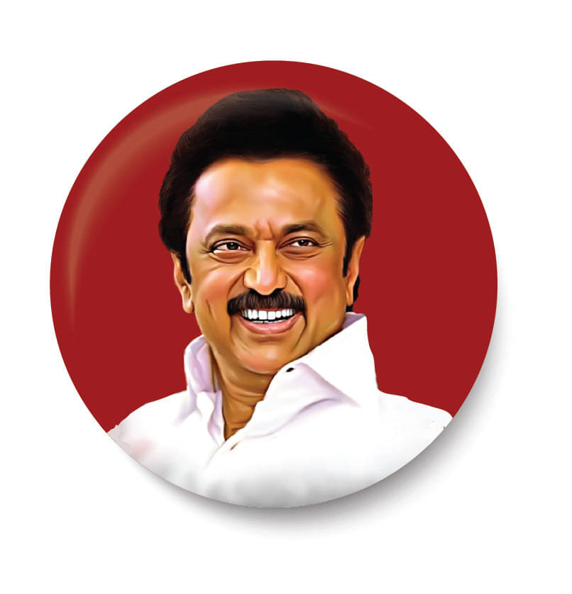     			PEACOCKRIDE Muthuvel Karunanidhi Stalin I MK Stalin I DMK I Pin Badge (Multicolor, Plastic, 44mm)